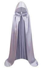 Unisex Full Length Hooded Cape Christmas Halloween Costume Cloak 1PC Silver