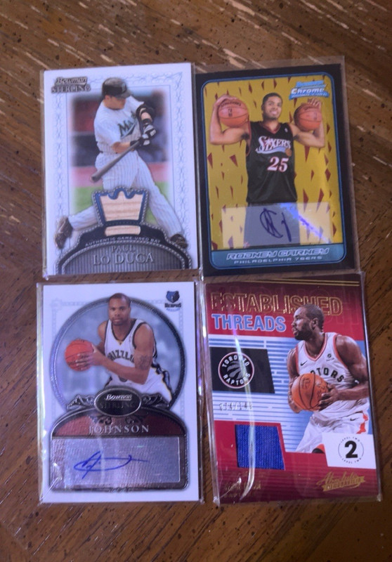 Topps 2006-07 4-Card Lot Autos & Memorabilia: Carney, Johnson, Ibaka, Lo Duca