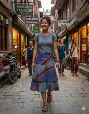 Sk133 Bohemian Embroidered Multi color Cotton Layer Summer Festival Skirt Nepal