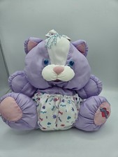 Vtg Fisher Price PUFFALUMPS Care for Me Kitty Plush Purple BABY Cat Nylon