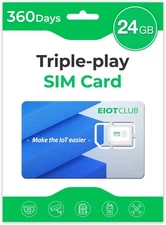 EIOTCLUB Data SIM Card Triple Play for 360 Days - No Contract, Support... 