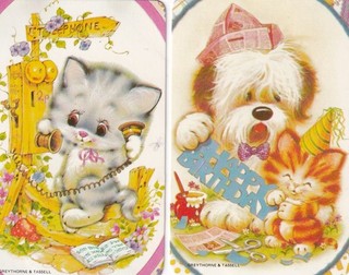 GENUINE 70'S SWAP CARDS 2 SINGLE DOGS N CATS #21
