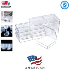 24 Packs Small Clear Plastic Beads Storage Containers Box with Hinged Lid for...