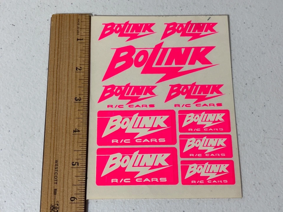 Bolink 1/10 1/12 RC R/C Cars Hot Fluoro Pink Logo Vintage Sticker Decal NEW NOS - Image 2 of 3