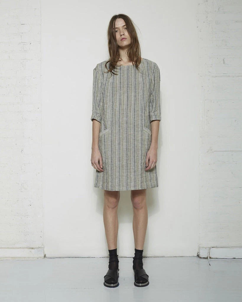 checkered linen dress Buttoned Black & White Check Linen Dress main image 1
