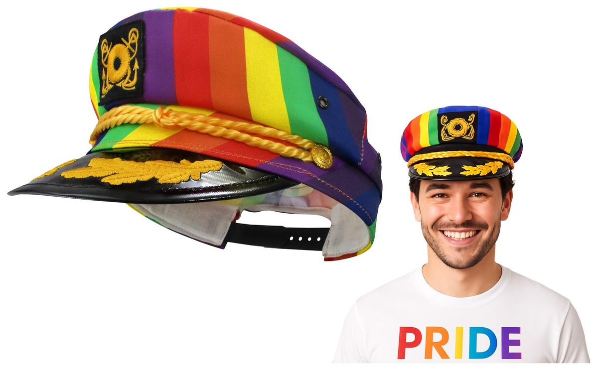 Adult Rainbow Yacht Captain Hat Pride Cap Novelty Captains Costume