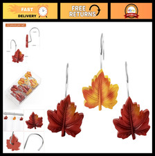 12PCS Maple Leaf Shower Curtain Hooks - Rustproof Metal Autumn Decor, Cute Fall