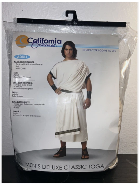 Hombre Clásico Toga Romano Dios Griego Crema Adulto Disfraz Halloween OS LEER Foto 2 de 4