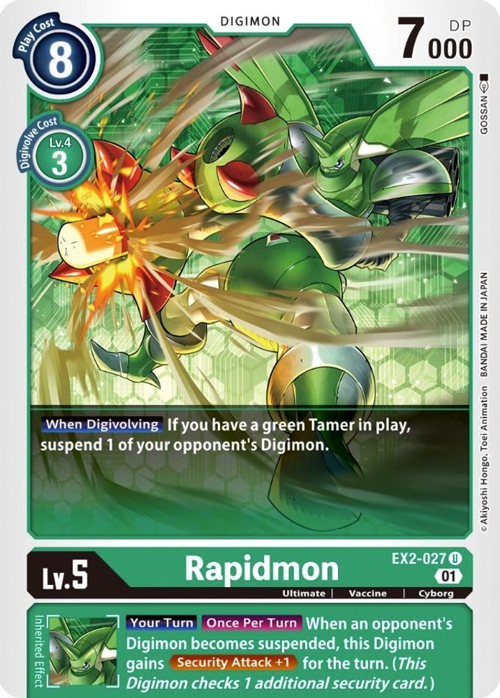 2022 Digimon Card Game Digital Hazard Rapidmon (#EX2-027 U, Uncommon, Near Mint)