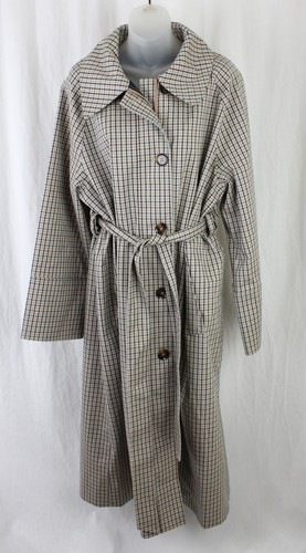 Barbour Women's Beige Blue Multi Beatrix Check Showerproof Trench Coat Jacket 12