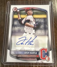 Josh Hartle Auto 2025 Bowman Prospect Cleveland Guardians #BPA-JH