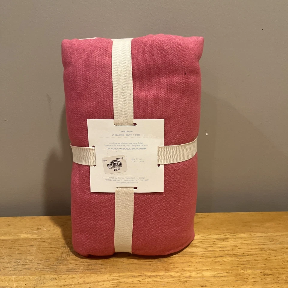 Manta Pottery Barn Kids Rayas Brillantes Rosa Azul Marino Doble Nueva Tejida Acrílico Foto 3 de 4