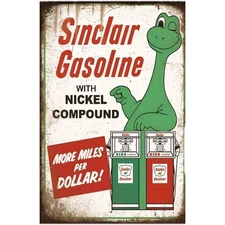 Sinclair Gasoline More Miles Per Gallon Vintage Style 8x 12 Gas&oil Metal Sign 