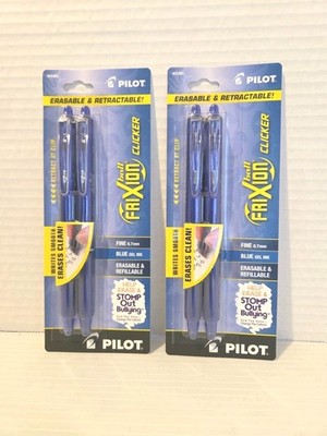 2 x 2PACKS! Pilot FRIXION Ball Clicker Erasable 0.7mm Blue Gel  4 Total (31461)
