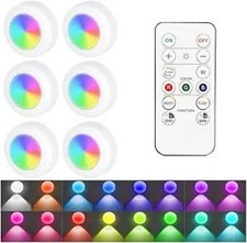 6PCS Wireless Car Interior Led Lights with Remote Control, 16 Colors Vehicle Puc