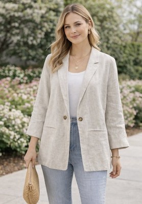 Altar D State Linen Blazer Lightweight  Womens L NWT Preppy Spring Layering $79
