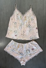 Victoria  s Secret Cami Shorts Set Pink Satin Zodiac Medium