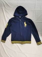 Polo Ralph Lauren Kids Boys Blue Big Pony Zip Up Sweater M 10-12