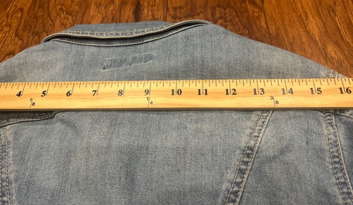 Earl Wms Denim Jean Jacket Med Wash Stretch SZ M Trucker Coastal Boho Western - Picture 13 of 16