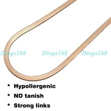 Real 18K Rose Gold Filled Tarnish-Free 3mm 22inch Flat Snake Chain Necklace Y14R