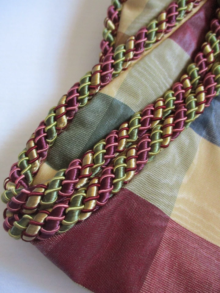 Juego de 3 cenefas marca Country Cortinas NUEVO CON ETIQUETAS Moire a cuadros multicolor festoneado forrado Foto 3 de 4