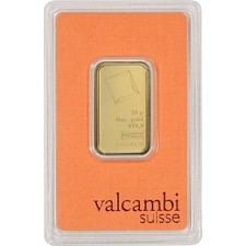 20 gram Gold Bar - Valcambi Suisse - 999.9 Fine in Sealed Assay 4453.26 per troy oz