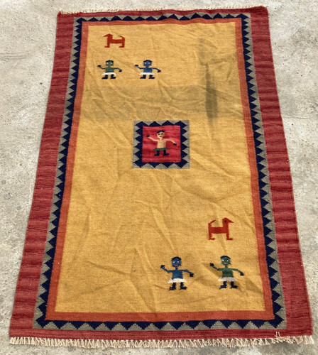 Vintage Traditional Handmade Beautiful Gabbeh Kilim Floor Rug Carpet 136x92 cm