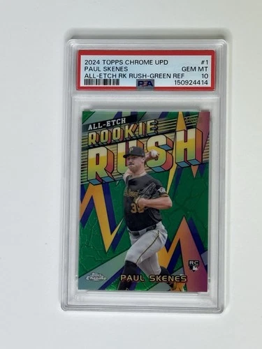 2024 Topps Chrome Update Paul Skenes All-Etch Rookie Rush Green /99  PSA 10