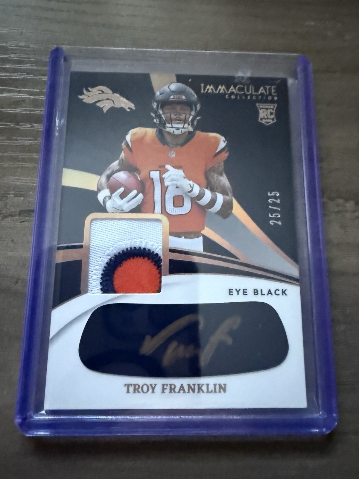 2024 Immaculate Troy Franklin RPA Eye Black /25 Rookie RC Sick Patch Gold Ink