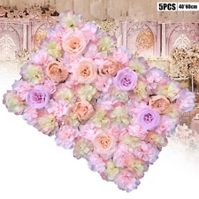 5X Artificial Flower Wall Panels Flower Floral Wall Mat Backdrop Wedding Decor