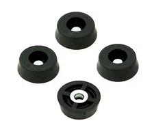 4 SMALL ROUND RUBBER FEET .671 W x .250 H -US MADE - FOOD SAFE - CUTTING BOARDS