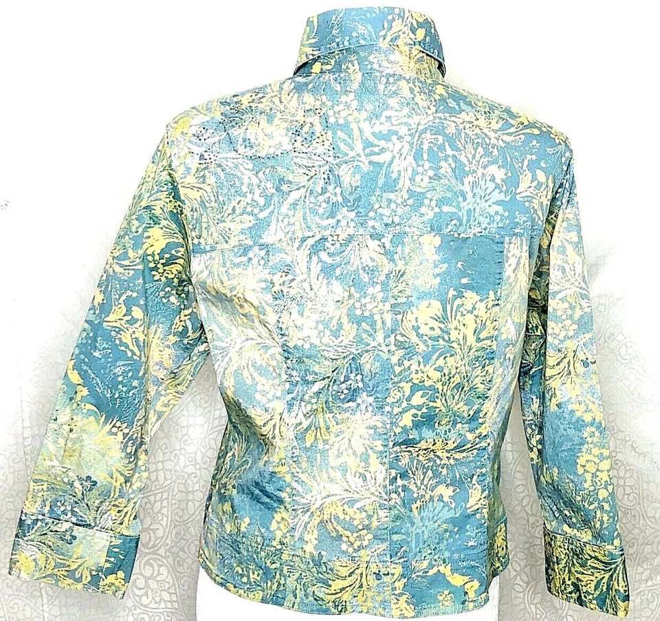 Traje Pantalón Playa Verano Susan Bristol Vintage Talla 8 Amarillo Brillante Verde Cuentas Foto 4 de 4