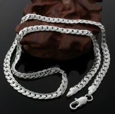 Silber Kette 50cm 60cm 4MM Edelstahl Kette Panzerkette Damen Herren Halskette