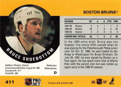 Bruce Shoebottom Rookie Card 1990-91 Pro Set #411 | eBay