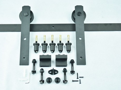 Black rustic sliding barn door hardware sliding track 2M 2.4M 3M 3.2M 3.6M 4M - Picture 2 of 12