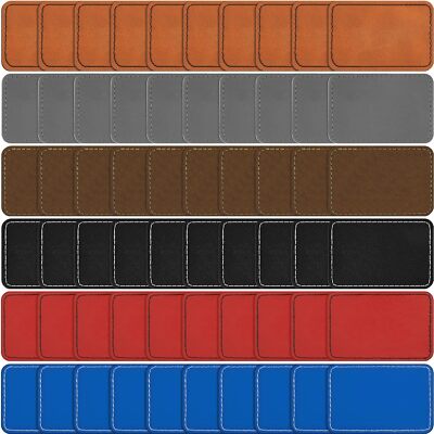 60 Pcs Blank Leatherette Hat Patches with Adhesive Rustic Leatherette Rectang...