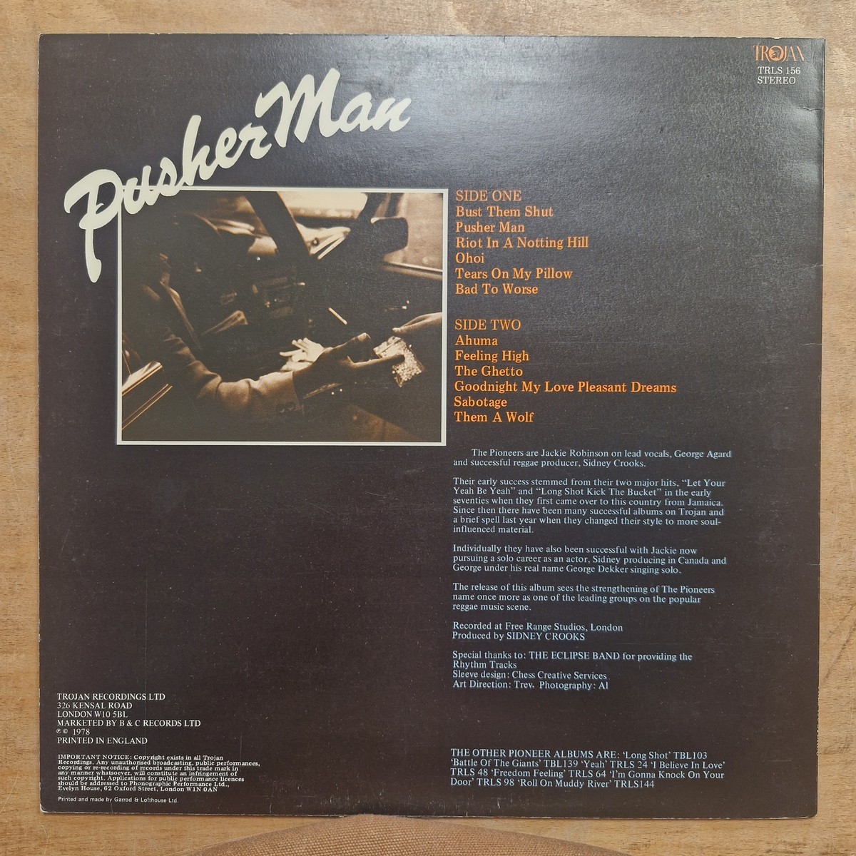 The Pioneers - Pusher Man Vinyl 1978 LP, Album, Blu UK TRLS The Pioneers - Pusher Man Vinyl 1978 LP, Album, Blu UK TRLS