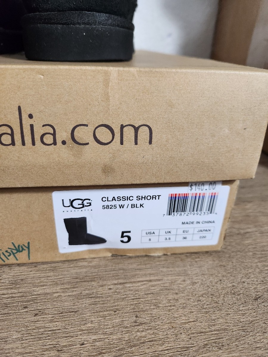UGG Australia Classic Short Women's Boot Size 5 Black 5825