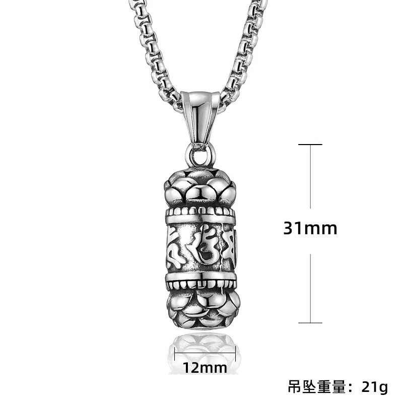 Ожерелье с подвеской мужские шесть персонажей пословицы буддизма амулет из нержавеющей стали - Изображение 3 из 4