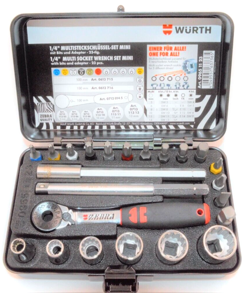 Würth 1/4 Zoll Steckschlüssel Set 23tlg. Mini Micro Knarre