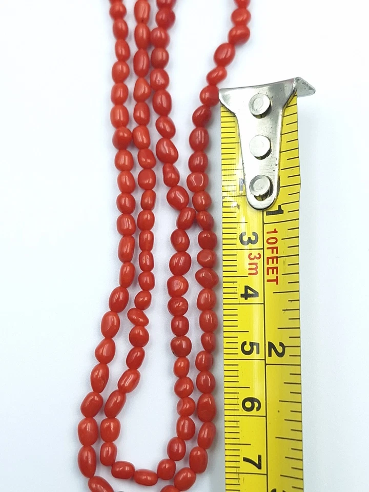 collana donna vero corallo rosso di Sardegna naturale e argento 925 Dorato  - Immagine 2 di 4