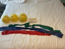 TheraBand Lot Balls Bands Extra Thin Exercise Band Yellow AS IS 