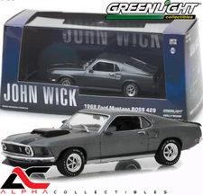 GREENLIGHT 86540 1:43 1969 FORD MUSTANG BOSS 429 GRAY "JOHN WICK" W/CASE