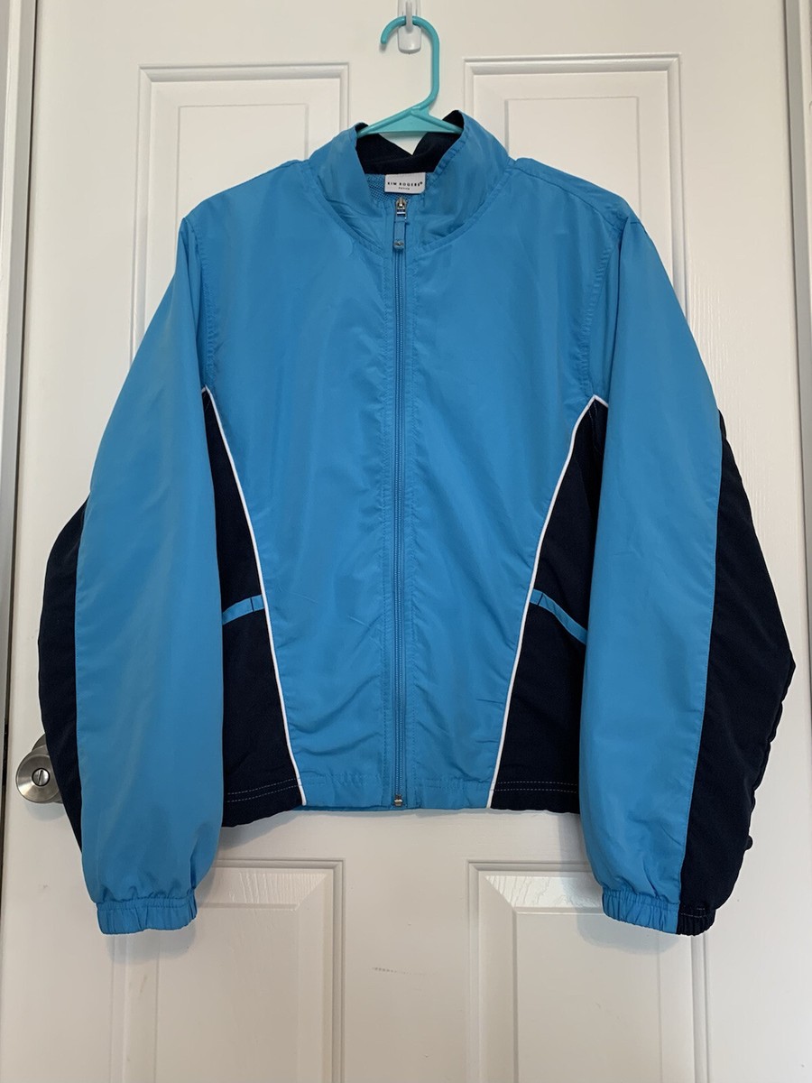 Kim Rogers Womens Full Zip Windbreaker Golf Sports Jacket Petite Size PXL  Blue