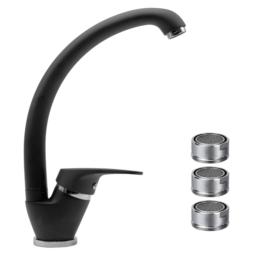 Miscelatore Ottone Nero Lavello Cucina Oslo Orientabile con 3 Aeratori ricambio