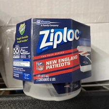 2 Pack NFL New England Patriots Ziploc Snack Storage Twist n Loc Containers 