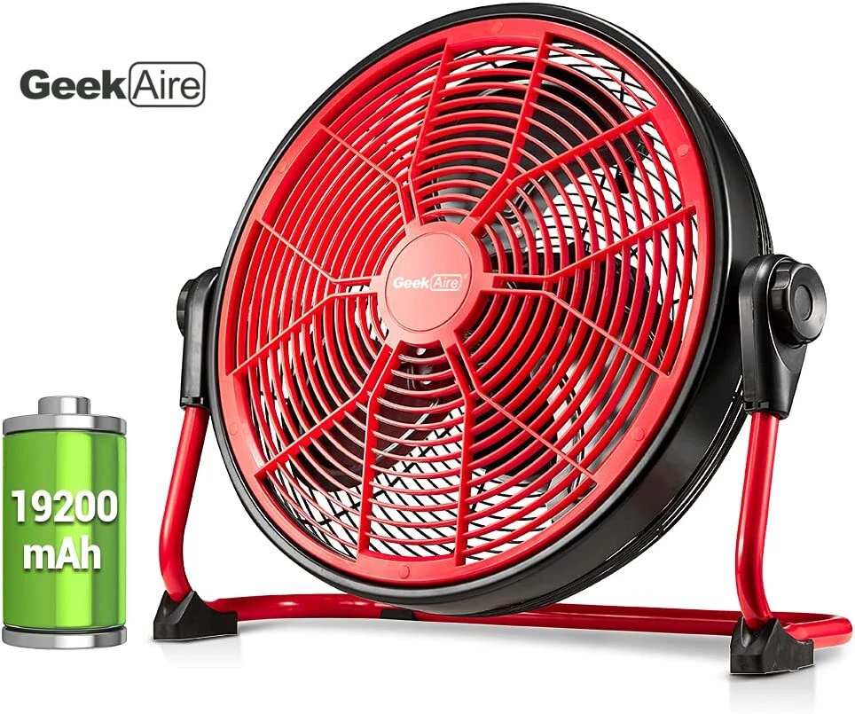 Geek Aire 19200mAh 16u0026#034; Rechargeable Battery Operated Floor Fan High  Velocity Red | eBay