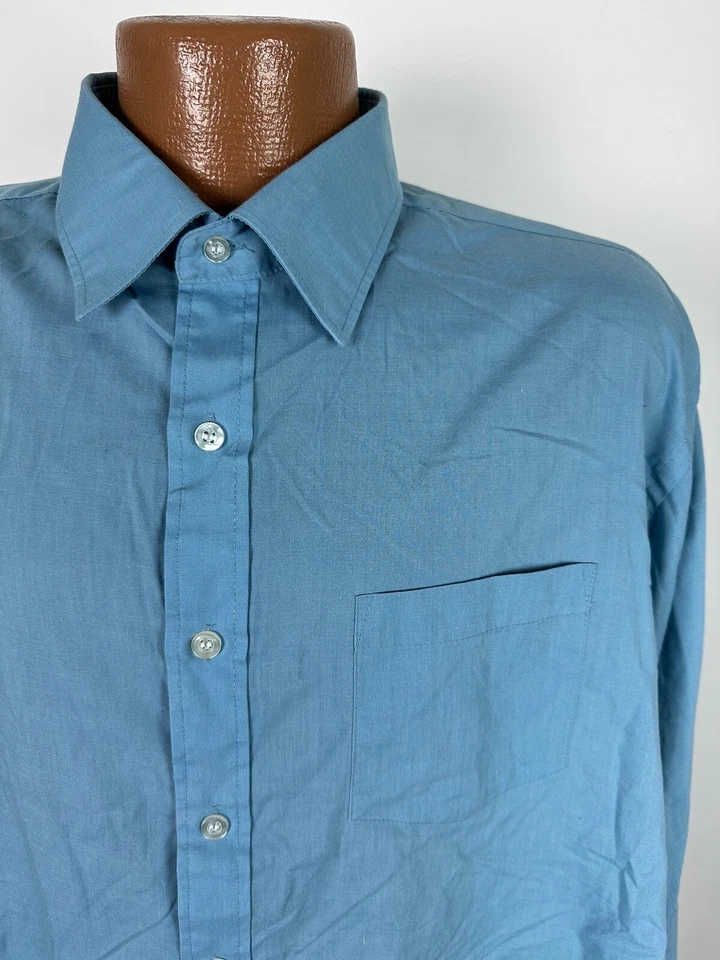 Vintage Botany 500 Shirt Men XL Blue Solid Long Sleeve Button Up Business Preppy - Image 3 of 4