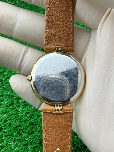 CLASSIC GOLDEN DELMA GENEVE ROUND WATCH SEASHELL DIAL SWISS MADE 80s RARE - Picture 6 of 14