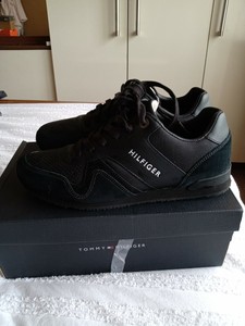 tommy hilfiger iconic leather trainers black